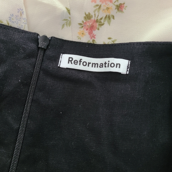 Reformation Linen Black and Floral Tivoli Dress - Picture 4 of 7